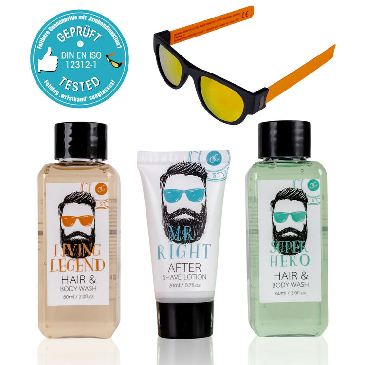 Accentra Körperpflegeset "Hipster Style" mit faltbarer Sonnenbrille