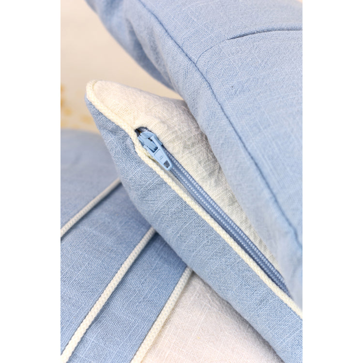 Zirbenkissen hellblau/weiß diagonal 100% Leinen mit Reißverschluss rechteckig
