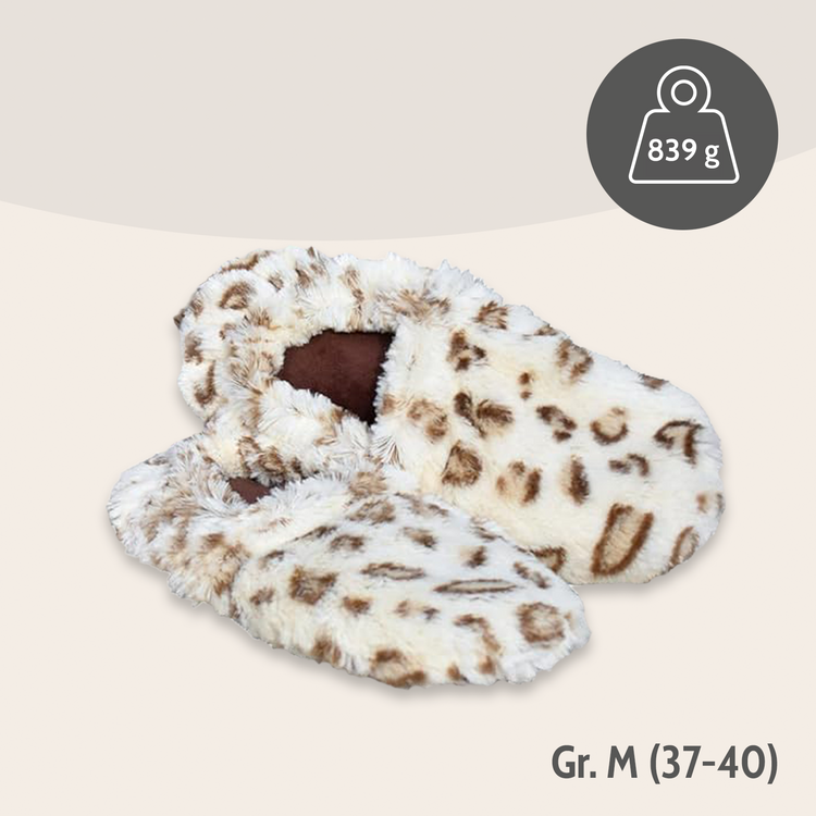 Habibi Wärmeschuhe - creme mit braunem Muster Größe M (EU 37-40)
