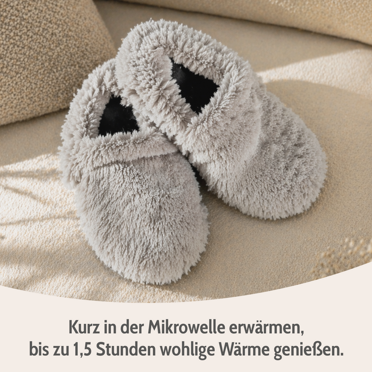 Habibi Wärmeschuhe Slippers Hausschuhe Wärmepantoffeln grau Größe L (EU 41-45) für Mikrowelle und Backofen