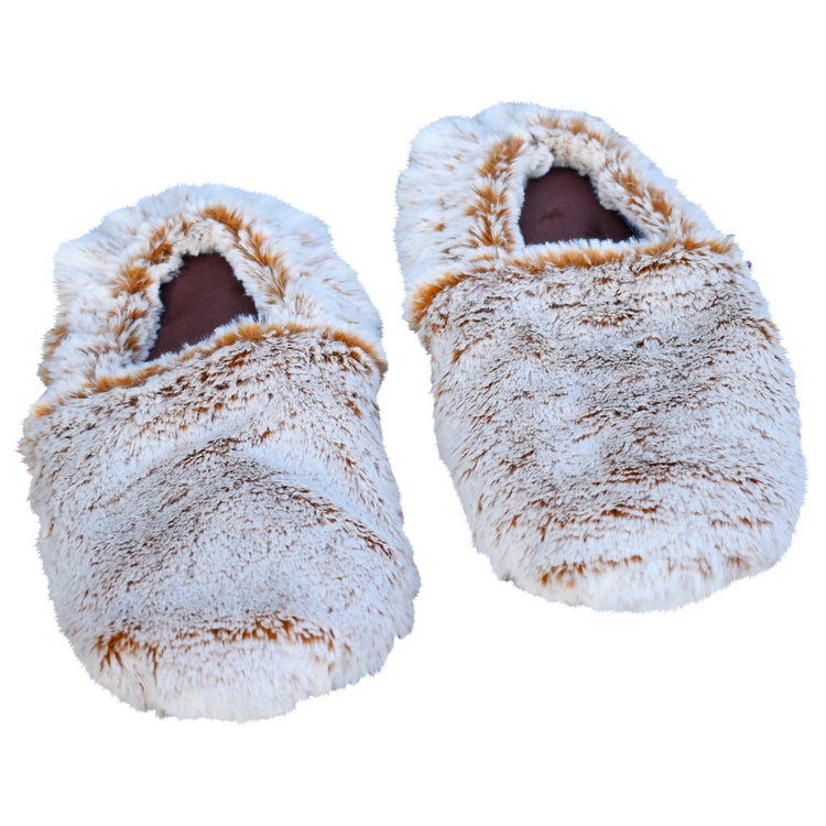 Habibi Wärmeschuhe Slippers Hausschuhe Wärmepantoffeln creme meliert Größe L (EU 41-45) für Mikrowelle und Backofen